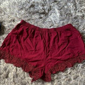 FOREVER 21 Burgundy shorts with lace on bottom